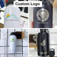 Bouteille d'eau isotherme en acier inoxydable à large ouverture avec logo personnalisé et couvercle à paille pour boissons chaudes et froides, sport, voyage, voiture