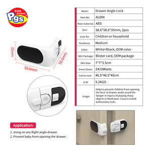 Prodigio blocco di sicurezza del bambino anti-pizzico bambino di sicurezza del bambino del bambino armadietto di plastica cassetto serratura di sicurezza serrature di sicurezza per porte - Product Image 4