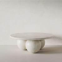 Table basse en marbre naturel SAIDKOCC, luxe avancé, modernité, rondeur, hôtel, salon, esthétique, base sphérique personnalisable