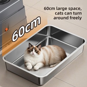 Lettiera per Gatti Completamente Chiusa in Acciaio Inossidabile, Extra Large, Antispruzzo, Deodorante, Pieghevole, Facile da Pulire, Toilette per Gatti - Product Image 5
