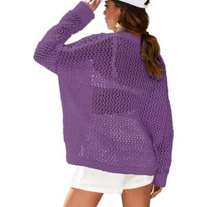 2025 suéteres de ganchillo de manga larga para mujer, Tops de playa para nadar, para otoño, traje de baño - Product Image 5