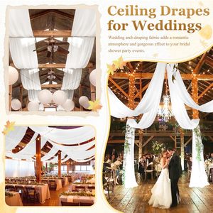 Rideaux <span class=keywords><strong>de</strong></span> plafond <span class=keywords><strong>pour</strong></span> mariage Arche <span class=keywords><strong>de</strong></span> mariage blanche 5x20 pieds Rideaux en mousseline Arche drapée transparente Cérémonie Swag Toile <span class=keywords><strong>de</strong></span> fond - Product Image 5