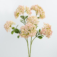 Vente en gros de fleurs artificielles de viournum vert à 3 têtes avec fruits de riz pour la décoration florale d'événements de mariage