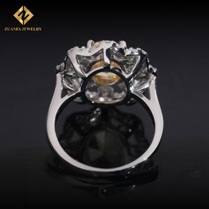 Anillo de Plata de Ley 925 con Diamante Amarillo de 7*9 mm, Joyería de Diamantes de Alta Calidad VVS, Estilo Europeo Americano de Lujo para Mujer - Product Image 2