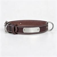 Collar Ajustable de Cuero Genuino para Mascotas con Placa de Identificación Grabada en Acero Inoxidable, Collar para Perro y Gato, Multicolor