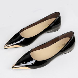 Zapatos de Tacón Bajo con Punta Metálica Brillante para Mujer, Zapatos Planos de Charol, Sandalias de Vestir para Oficina, Zapatos de Tacón para Dama - Product Image 6