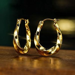 Xinfly China 2023 Daily Wear High Polished Design 18k Yellow Gold Irregular Horseshoe Hoop <b>Huggie</b> Earrings for Women and Girl - Product Image 2