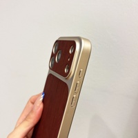 Coque de protection antichoc à motif grain de bois avec grande fenêtre de visualisation premium pour iPhone 17 Pro Max et iPhone 16