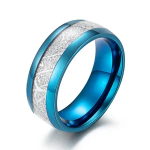 8Mm Blue Rvs Tungsten Ring Coreengagement Roestvrij Staal Klasse Ringen