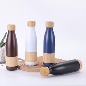 Botella de Agua Ecológica de 500 ml, Doble Pared, Acero Inoxidable, Aislamiento al Vacío, con Funda de Bambú y Tapa - Product Image 2