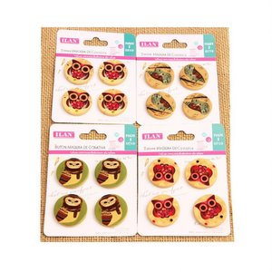 Ilan Bottone Decorativo in Legno 30mm Design Gufo Forniture per Artigianato - Product Image 1