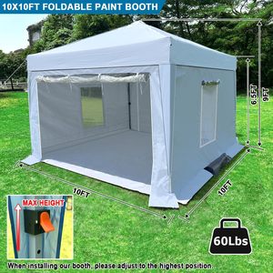 บูธพ่นสีขาวแบบพกพากันน้ำ10X10X9FT สีขาวกรอบเหล็กเดี่ยว2ชิ้นตัวกรองอากาศกันฝนจัดแสดงในงานแสดงสินค้า - Product Image 4
