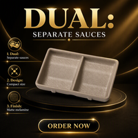 Plat à sauce double compartiment en mélamine mate, compatible lave-vaisselle, 130x84x24mm, pour fêtes, restaurants Izakaya, traiteurs et vaisselle de table