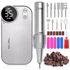 Taladro de uñas recargable de 2023 RPM, pantalla LCD inalámbrica de 35000 RPM, pulidor de uñas de manicura profesional inalámbrico para salón de belleza - Product Image 3