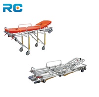 Brancard d'ambulance en aluminium réglable en hauteur, pliable manuellement, à niveaux multiples, pour transfert d'urgence avec glissière pour les jambes