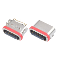 Connecteur USB Type-C femelle étanche IPX8, 16 broches, horizontal, SMT, coque métallique allongée L=6,8 mm, prise de charge rapide pour