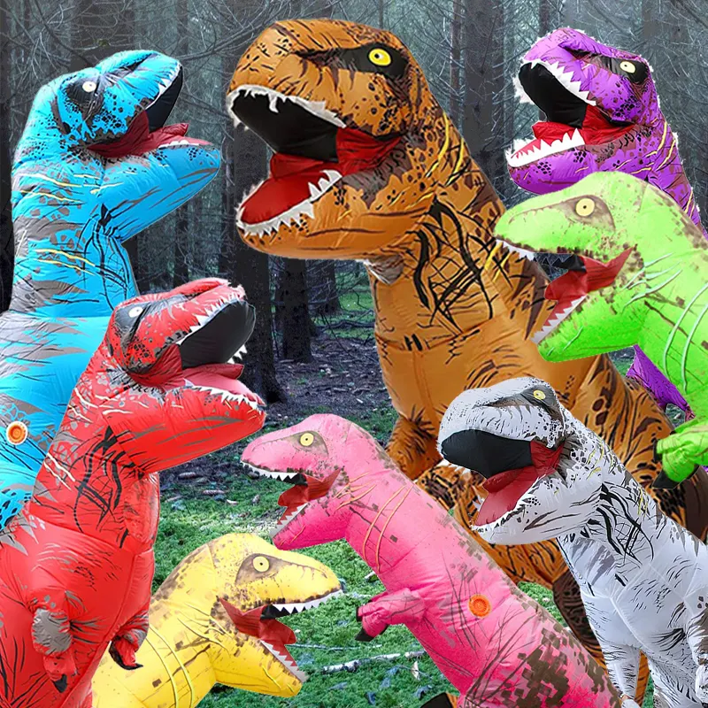 Disfraz de dinosaurio inflable para Halloween, disfraz de dinosaurio inflable, T-REX de Mascota