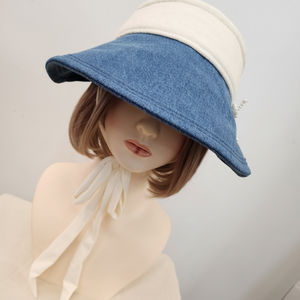 Cappello da sole sportivo in Denim pieghevole in pizzo da donna - Product Image 1