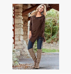 Fashion Wholesale Cheap <strong>Women</strong> Pullover <strong>Cloak</strong> Ladies Slim Slash Tassels Coat - Product Image 6