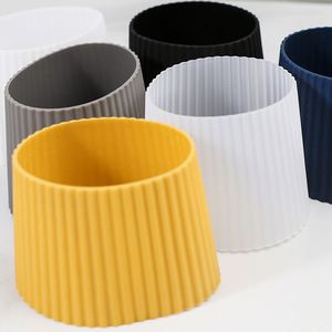 Multi-color Vertical Ridged Silicone Cup <b>Protector</b> Custom Print Heat Resistant Anti-slip Sleeve for <b>Glass</b> Coffee Water Tumbler - Product Image 4