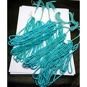 Perles rondes lisses en turquoise naturelle Sleeping Beauty d'Arizona, taille 4 mm, pierres précieuses naturelles de qualité, brin de perles en vrac pour la fabrication de bijoux - Product Image 1