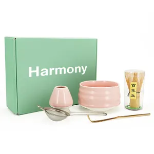 Batidor de té Harmony, cuenco de estilo japonés, cuchara para ceremonia, combinación de cepillo Matcha, juego de Matcha de Bambú