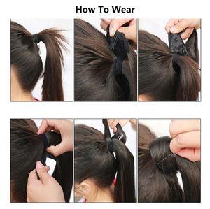 Günstige Clipin Pferdes chwanz Haar verlängerungen Wrap Around Langes glattes Haar Pferdes chwanz Synthetisches Haar Pferdes chwanz - Product Image 4