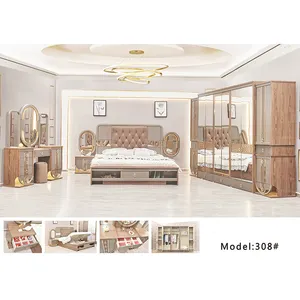 Hot Selling Luxe 7Pcs Slaapkamer Set Slaapkamer Levert Set Ladenkast Koninklijke Slaapkamer Product