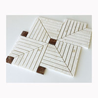 Mosaïque de marbre beige en forme de puzzle, pierre naturelle Moonlight, forme irrégulière, 10 mm, Chine, pour salle de bain, carrelage artistique, douche, hôtel, hall, chambre