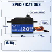 Servomoteur numérique HV à profil bas 20KG avec engrenages métalliques 8,4 Volts, vitesse rapide pour voiture RC de drift 1:10 et touring sur route