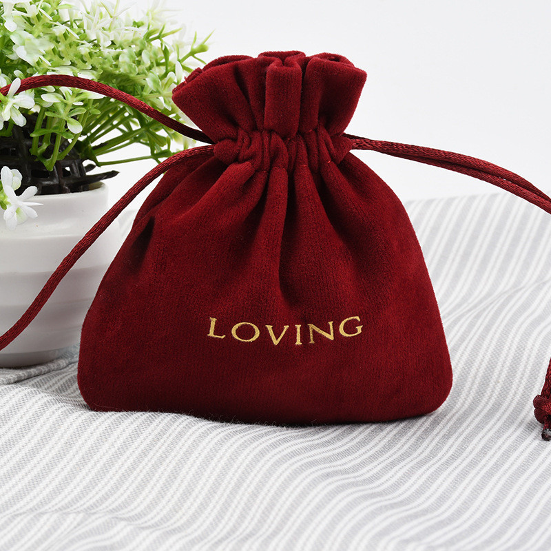 Custom Logo Suede Velvet Drawstring Jewelry Bag detail