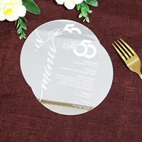 Carte d'invitation en acrylique argenté de taille personnalisée Carte de menu I avec texte en feuille blanche pour la célébration de mariage et d'anniversaire