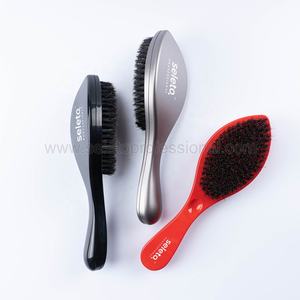 Brosse à barbe ondulée noire pour hommes, Kit chauffant et peigne avec poils de sanglier naturels, 360 - Product Image 5