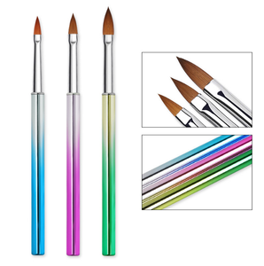 Kit de 3 pinceaux à ongles en poils synthétiques avec manche dégradé personnalisé pour liner, peinture, dessin, manucure et nail art en salon - Product Image 3