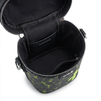 Tas Mini Bucket Pola Starburst Unik Tas Selempang Cetak Grafiti Keren Tas Bucket Kulit Imitasi Gothic Punk