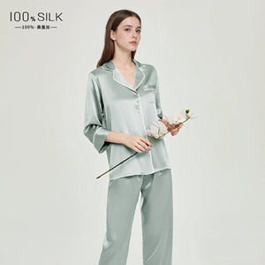 Summer 19 MuMi Chemise de nuit en soie haut de gamme 100% Mulberry Silk Simple Homewear Set pour femmes - Product Image 5