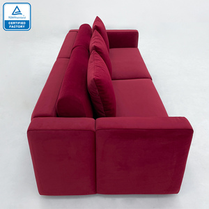 Sofá <span class=keywords><strong>de</strong></span> diseño <span class=keywords><strong>de</strong></span> estilo simple <span class=keywords><strong>de</strong></span> 3 asientos, moderno, lujoso, tela <span class=keywords><strong>de</strong></span> microfibra <span class=keywords><strong>de</strong></span> terciopelo rojo, venta directa <span class=keywords><strong>de</strong></span> fábrica - Product Image 4