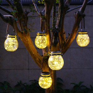 Solar Garden <b>Lights</b> Glass Jar Led Hanging Outdoor Waterproof Solar Powered Landscape Decorative Lighting For Yard Patio <b>Tree</b> - Product Image 1