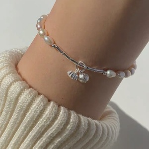 Pulsera de Plata de Ley 925 con Forma de Vaina de Loto y Perlas de Agua Dulce, Cordón Elástico, Joyería para Mujer, Regalo - Product Image 5