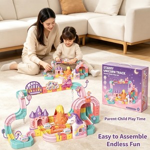 Jouet de piste de course Licorne Dreamland, piste à engrenages anti-gravité à 3 rails, kit de construction magnétique électrique, jouets éducatifs pour enfants - Product Image 4