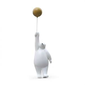 Sculpture en fibre de verre ETECHAN, ours blanc en ballon doré, 231 cm, décoration intérieure pour la maison, le hall d'hôtel - Product Image 2