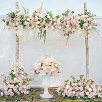 Ensemble de fleurs artificielles faites à la main, arrangement floral rose et blanc, décoration pour arche de mariage et centre de table pour toile de fond de cérémonie