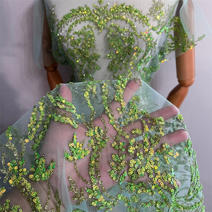 Quyến rũ glitters Tulle màu xanh lá cây Sequins lưới ren Bridal Tulle vải - Product Image 6