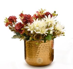 Vase à fleurs élégant et moderne en fer doré, fait à la main, couleurs personnalisables, logo, design contemporain haut de gamme, table, maison, hôtel, mariage - Product Image 1