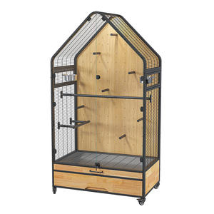 Villa perroquet panoramique de luxe <span class=keywords><strong>Cage</strong></span> à oiseaux mobile Super Space en bois massif en fer forgé acier plastique filaire-emballage de boîte de nids vivants - Product Image 6