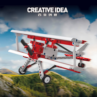 Mould King 24049, avión biplano rojo, modelo MOC creativo, conjunto de bloques de construcción, juguetes, regalos para niños, venta al por mayor