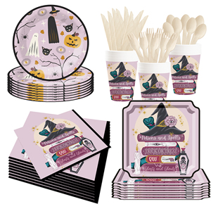 DAMAI Halloween Party Disposable Paper Plates Customized Pumpkin Witch Hat Printing Paper Dessert Plates Tableware Sets - Product Image 1