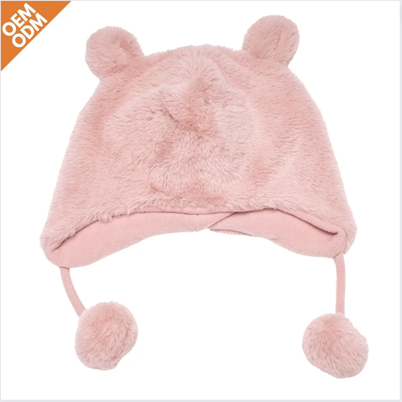 लोकप्रिय डिजाइन सर्दियों बच्चों बोर्ग Earflap टोपी Pompom और ऊन अस्तर Earflap Beanie टोपी के लिए लड़कियों