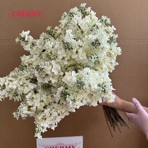 DC179 Hortensia Artificial de Seda Blanca Crema al por Mayor, Tallo Largo, Forma de Cono, para Decoración Floral de Bodas - Product Image 3