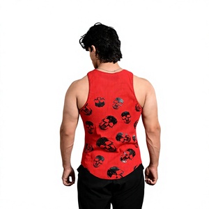 Wholesale Rate Best Premium Quality Men's Red <b>Skull</b> Print O-Neck Tank <b>Top</b> Sleeveless Vest For Casual Wear fashionable tank <b>top</b> - Product Image 2